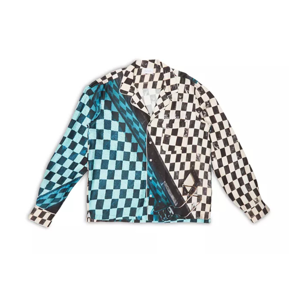 Blue Sky Inn Checkered Pool Oversized Fit Long Sleeve Shirt Multi Size S
